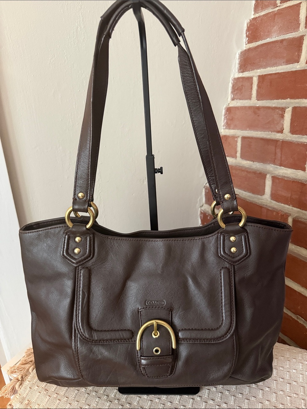 Coach Soho Leather Bucket Tote Dark Brown Shoulder Bag